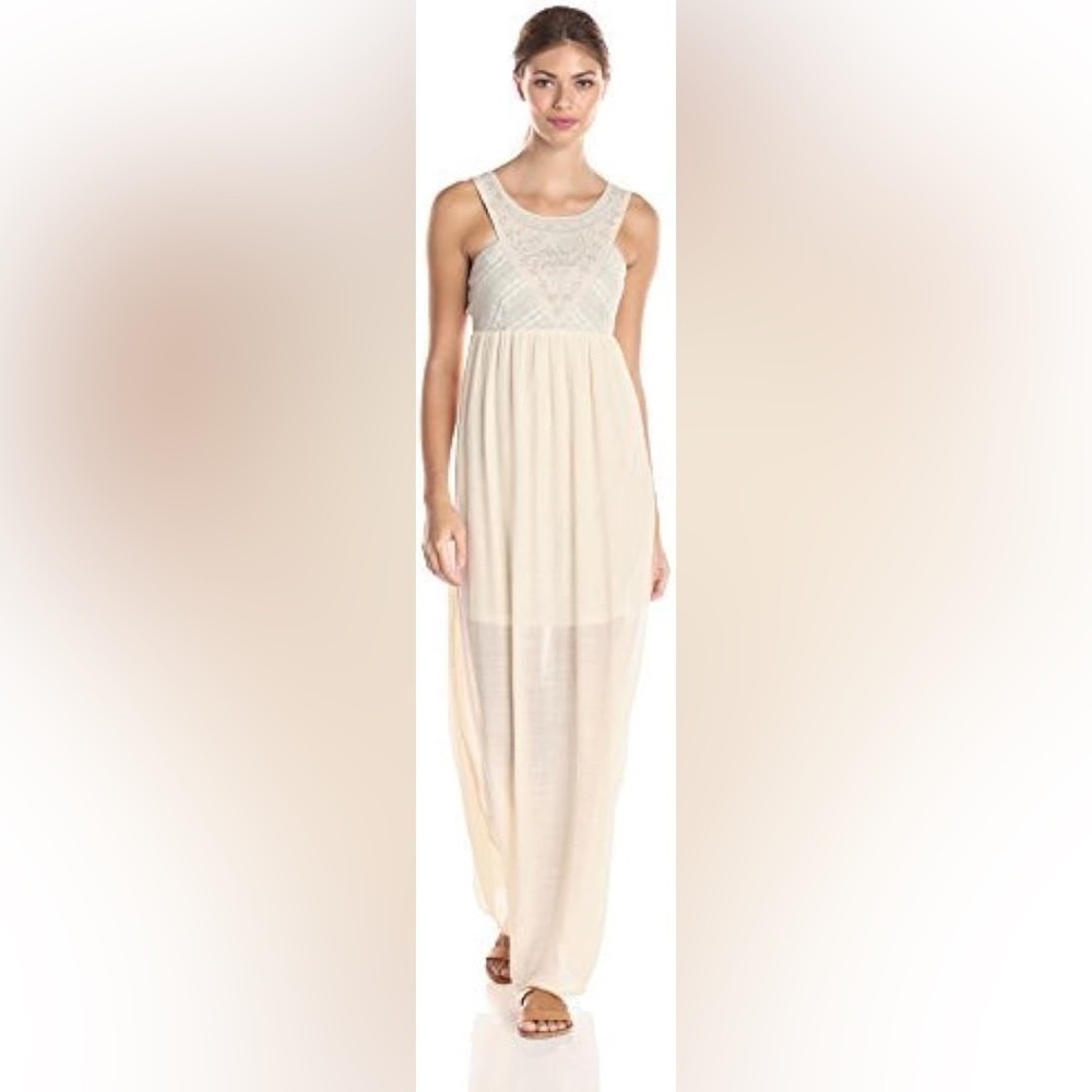 Flying Tomato Cream Sundress Sleeveless Scoop Neck